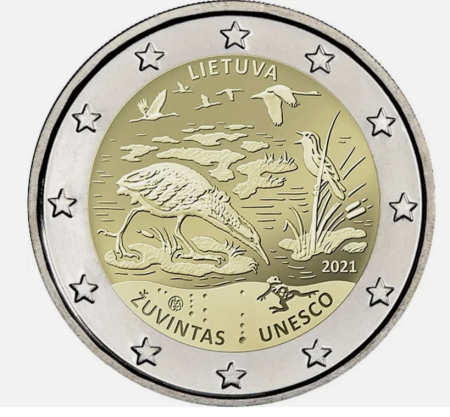 Lituania - Lituania 2 euro 2021, Zuvintas, Rezervatia Biosferei, UNC