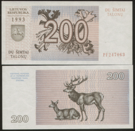 Bancnote Europa - Lituania 200 Talonas 1993, necirculata