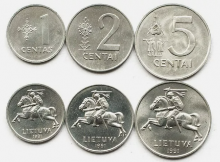 Monede Europa - Lituania 3 monede set 1991, UNC