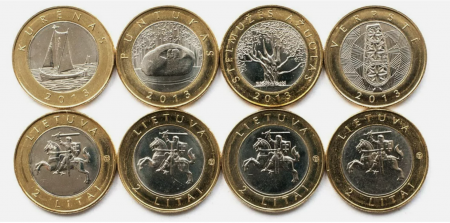 Monede Europa - Lituania 4 monede x 2 lits 2013, Statiuni, UNC
