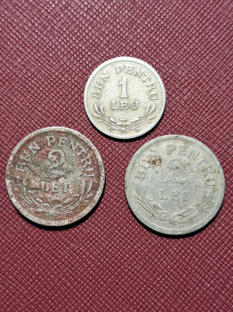 Lot 3 monede Romania: 1x 1 leu 1924 + 2 x 2 lei 1924 [1]
