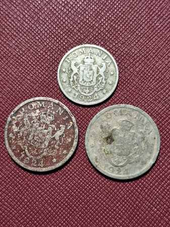 Monede Romania - Lot 3 monede Romania: 1x 1 leu 1924 + 2 x 2 lei 1924