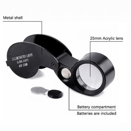 Lupa profesionala pentru monede / bancnote / timbre 40 x 25 mm, Led si baterii incluse [3]