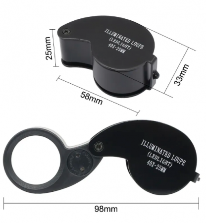 Lupa profesionala pentru monede / bancnote / timbre 40 x 25 mm, Led si baterii incluse [2]