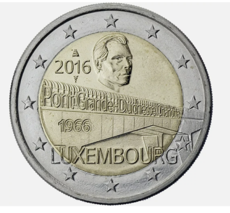 Luxemburg - Luxemburg 2 euro 2016, 50 de ani de la constructia podului Marii Ducese Charlotte, UNC