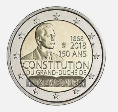 Lituania - Luxemburg 2 euro 2018 Constitutia, UNC