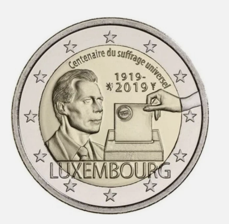 Luxemburg - Luxemburg 2 euro 2019, 100 ani de drept de vot universal, UNC