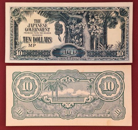 Bancnote Asia - Malaezia, Ocupatia Japoneza, 10 Dolari 1942-1945, UNC
