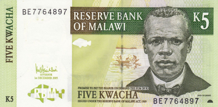 Bancnote Africa - MALAWI 5 kwacha 2005, necirculata