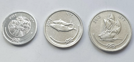 Monede Asia - Maldive set 3 monede 2012: 1 5 10  Laari, UNC
