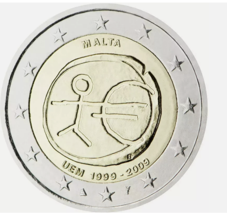 Malta - Malta 2 euro 2009, A 10-a aniversare a Uniunii Economice Monetare, UNC