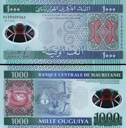 Bancnote Africa - Mauritania 1000 Ouguiya 2014, polimer, necirculata