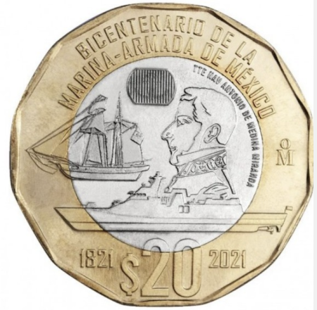 Mexic 20 pesos 2021 - 200 ani de la fondarea Marinei Mexicane, necirculata [1]