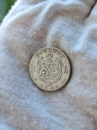 Moneda Romania, 1 Leu 1881 ag, Regele Carol I [1]