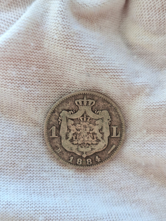 Monede Romania - Moneda Romania, 1 Leu 1884 ag, Regele Carol I