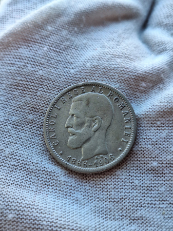 Monede Romania - Moneda Romania, 1 Leu 1906, 40 ani de domnie Regele Carol I