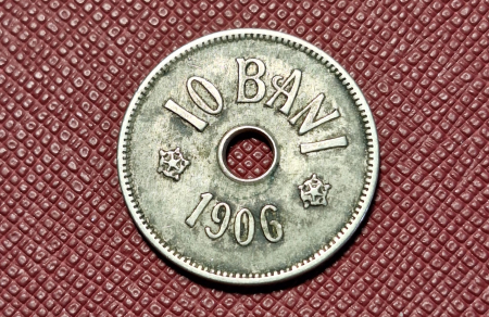 Moneda Romania, 10 Bani 1906, Coroana Regala, monetaria Bruxelles [1]