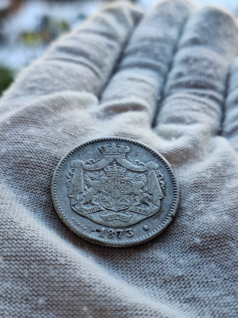 Moneda Romania, 2 lei 1873 ag, Regele Carol I [2]