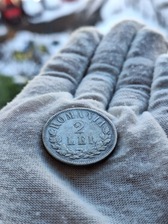 Moneda Romania, 2 lei 1873 ag, Regele Carol I [3]