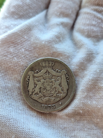 Moneda Romania, 2 lei 1873 ag, Regele Carol I [2]