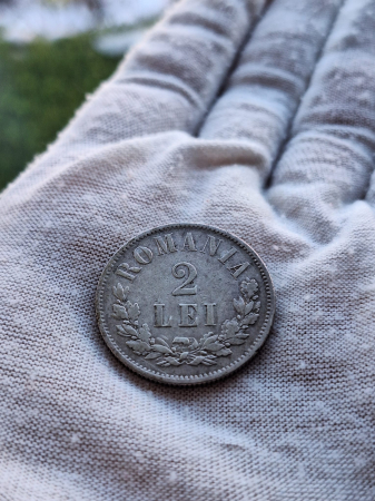 Moneda Romania, 2 Lei 1875 ag, Regele Carol I [3]