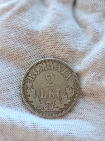 Moneda Romania, 2 Lei 1875 ag, Regele Carol I [1]