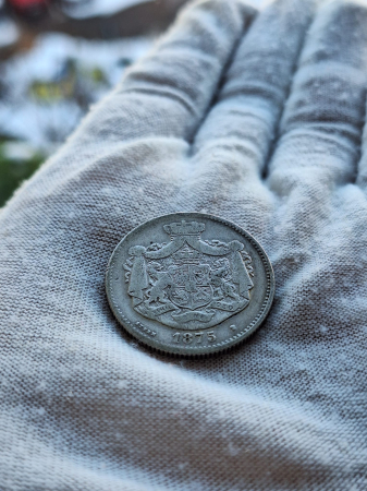 Moneda Romania, 2 Lei 1875 ag, Regele Carol I [2]