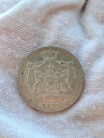 Monede Romania - Moneda Romania, 2 Lei 1875 ag, Regele Carol I
