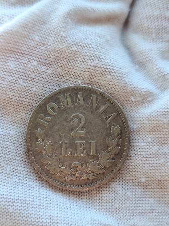 Moneda Romania, 2 Lei 1875 ag, Regele Carol I [1]