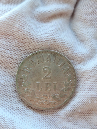 Moneda Romania, 2 Lei 1875 ag, Regele Carol I [1]