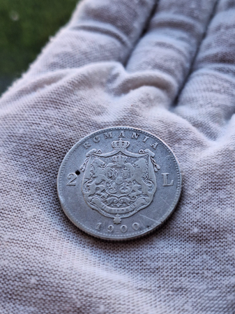 Moneda Romania, 2 Lei 1900 ag, rara, Regele Carol I [1]