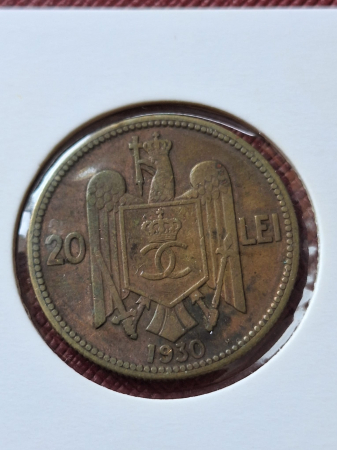 Monede Romania - Romania, 20 lei 1930 monetaria Heaton, Regele Carol II