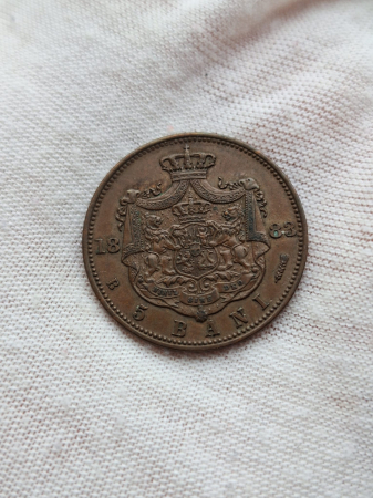 Moneda Romania, 5 Bani 1883, Regele Carol I [1]