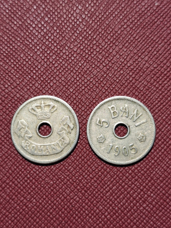 Monede - Moneda Romania, 5 Bani 1905, Coroana Regala, monetaria Bruxelles