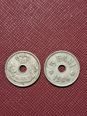 Monede - Moneda Romania, 5 Bani 1906, Coroana Regala, monetaria Hamburg