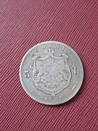 Moneda Romania, 5 lei 1880, Carol I Domnul [3]
