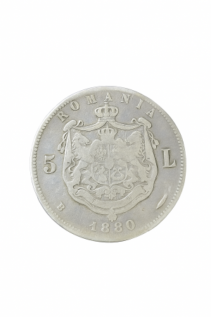 Moneda Romania, 5 lei 1880, Carol I Domnul [1]