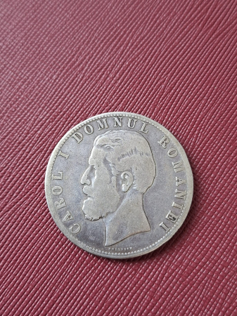 Moneda Romania, 5 lei 1880, Carol I Domnul [2]