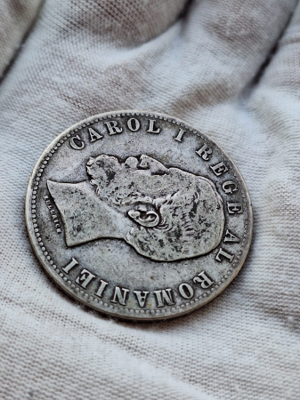 Moneda Romania, 5 lei 1882 ag, Regele Carol I [2]