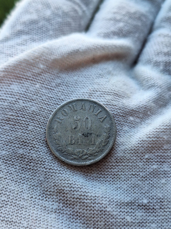 Moneda Romania, 50 Bani 1876 ag, Regele Carol I [1]