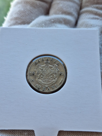 Monede Romania - Moneda Romania, 50 Bani 1881 ag, Regele Carol I