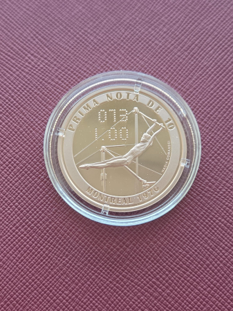 Moneda Romania - Nadia Comaneci - 50 ani de la prima nota de 10 din istoria JO, Montreal 1976, tombac [2]