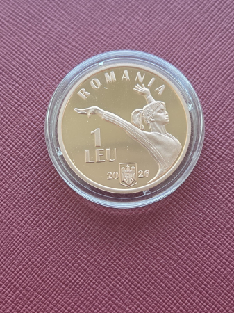 Moneda Romania - Nadia Comaneci - 50 ani de la prima nota de 10 din istoria JO, Montreal 1976, tombac [3]