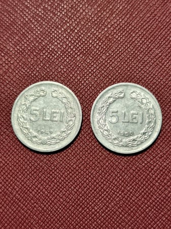 Monede Romania - Monede Romania - RPR - 5 LEI 1949 + 5 LEI 1950