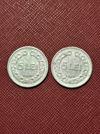 Monede Romania - Monede Romania - RPR - 5 LEI 1949 + 5 LEI 1950