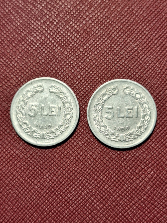 Monede Romania - Monede Romania - RPR - 5 LEI 1949 + 5 LEI 1950