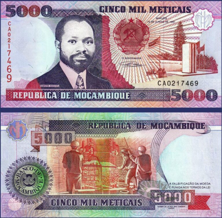 Mozambic - Mozambic 5000 meticais 1991, necirculata