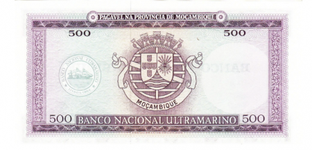 Mozambic 500 Escudos 1967, aproape necirculata, Escudos Caldas Xavier [1]