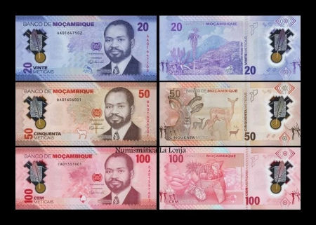 Mozambic - Mozambic set 3 bancnote polimer: 20,50,100 Meticais 2024, necirculate