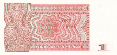 Myanmar 1 kyat 1990, Generalul Aung San, portret de militar, necirculata [1]
